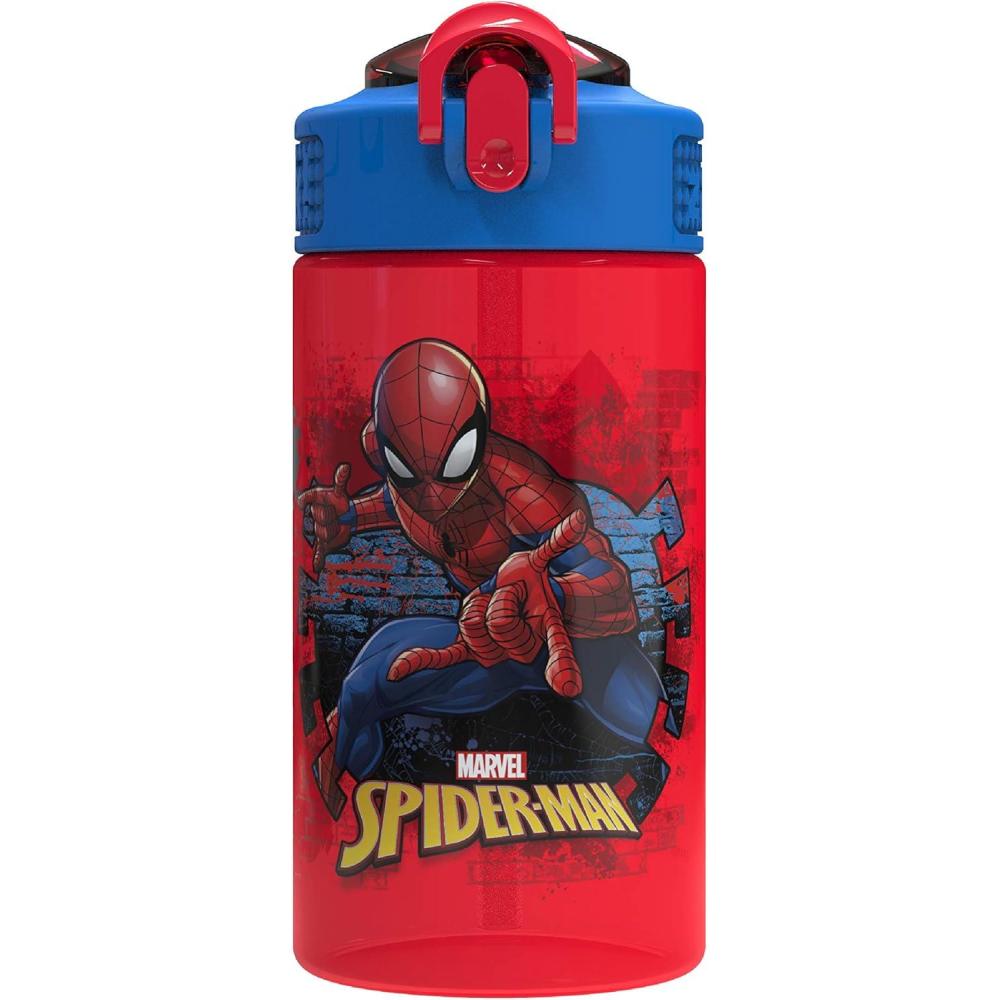 imageZak Designs Bluey Sage Kids Water Bottle For School or Travel 16oz Durable Plastic Water Bottle With Straw Handle and LeakProof PopUp Spout Cover Bluey ampamp BingoSpiderman