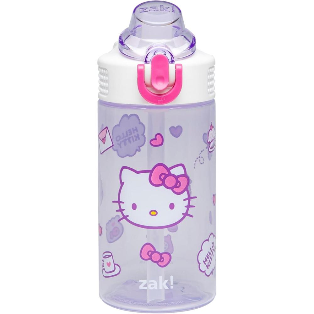 imageZak Designs Bluey Sage Kids Water Bottle For School or Travel 16oz Durable Plastic Water Bottle With Straw Handle and LeakProof PopUp Spout Cover Bluey ampamp BingoHello Kitty 16 Ounces