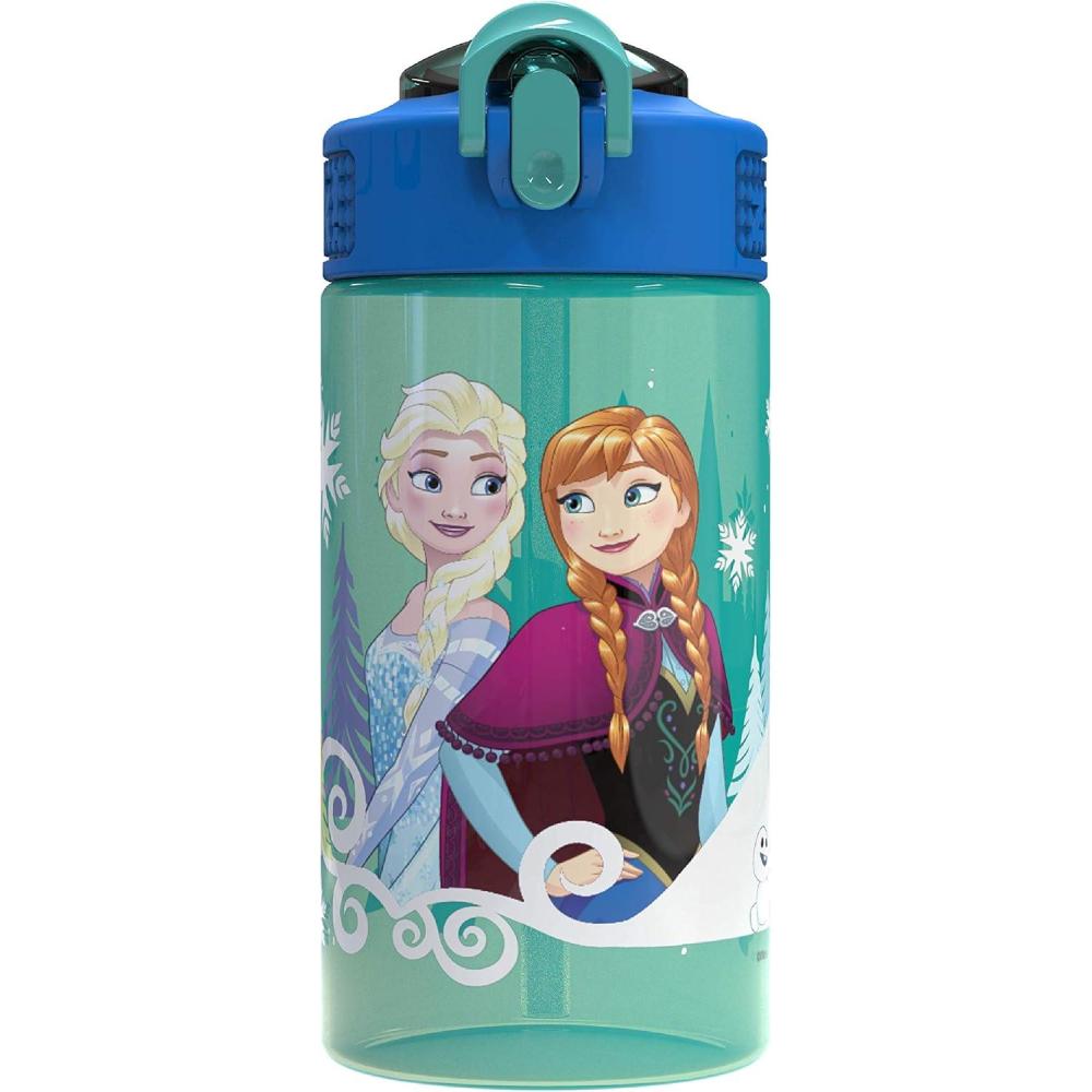 imageZak Designs Bluey Sage Kids Water Bottle For School or Travel 16oz Durable Plastic Water Bottle With Straw Handle and LeakProof PopUp Spout Cover Bluey ampamp BingoElsa Anna