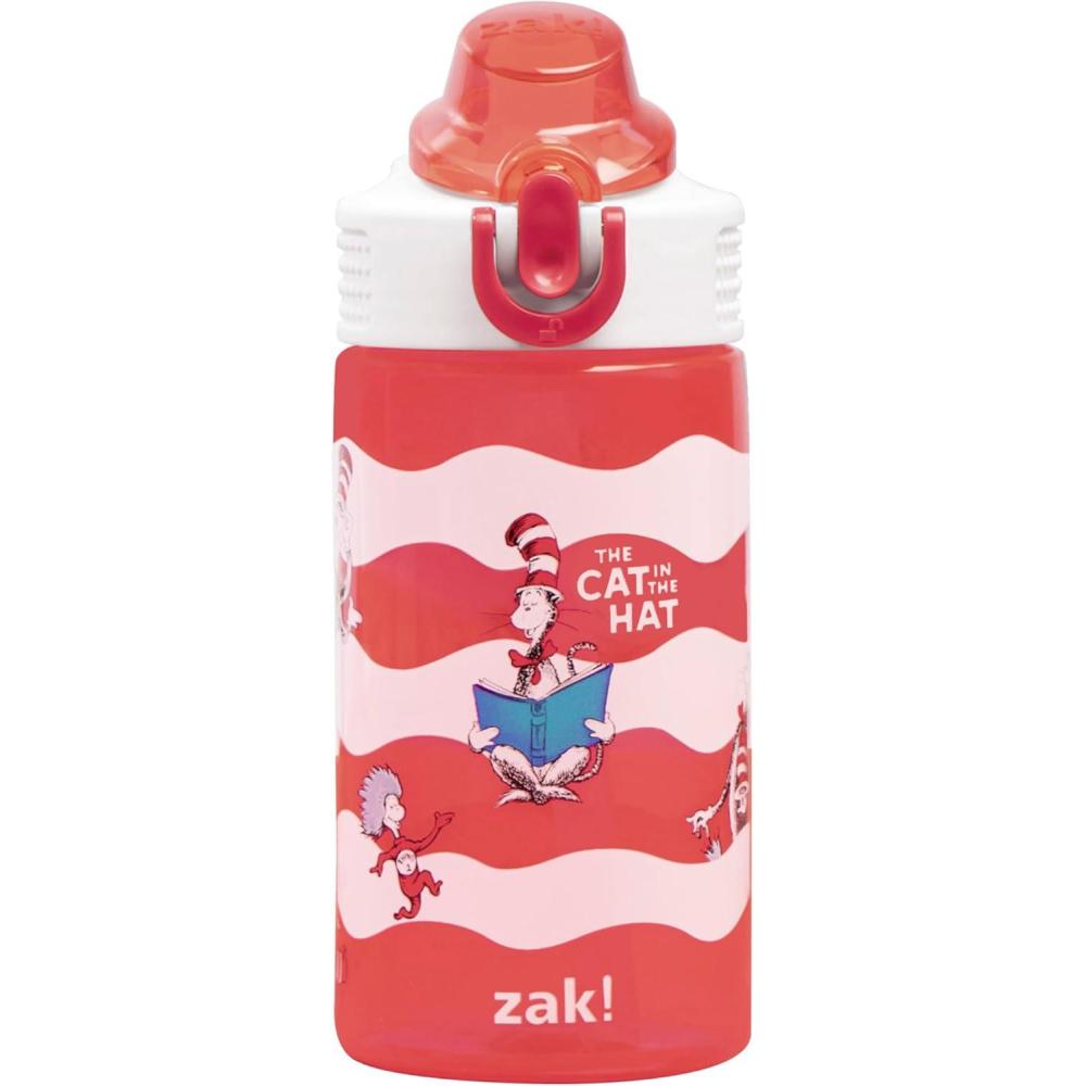 imageZak Designs Bluey Sage Kids Water Bottle For School or Travel 16oz Durable Plastic Water Bottle With Straw Handle and LeakProof PopUp Spout Cover Bluey ampamp BingoDr Seuss The Cat in the Hat