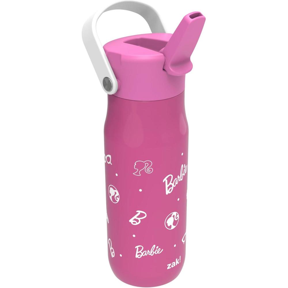 imageZak Designs Harmony Bluey Water Bottle for Travel or At Home 18oz Durable Plastic is LeakProof When Closed with Straw Lid and Carry Handle 2Pack Bluey and BingoBarbiePink