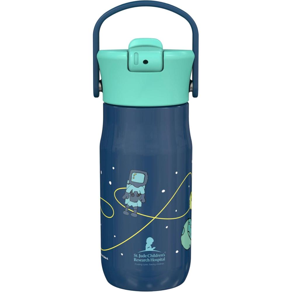 imageZak Designs Harmony Bluey Water Bottle for Travel or At Home 18oz Durable Plastic is LeakProof When Closed with Straw Lid and Carry Handle 2Pack Bluey and BingoSt Jude Space