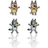 Bingo and Bluey Earrings for Girls Official License, Girls Stud Earrings 2 Pairs, Bluey Jewelry