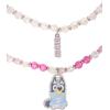Bluey Bingo Bracelets for Girls 4-Piece Set Official License, Beaded Stretch Bracelets and Bingo Charms(Pink and Yellow)