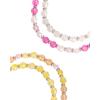 Bluey Bingo Bracelets for Girls 4-Piece Set Official License, Beaded Stretch Bracelets and Bingo Charms(Pink and Yellow)