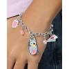Bluey Charm Bracelet for Girls Official License, 6.5″+1″ Fashion Bracelet with Pink Bead and Heart Charms