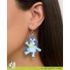 Bluey Earrings for Girls Official License, Large Acrylic Cutout Dangle Earrings with Blue Glitter Border, Bluey Jewelry