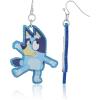 Bluey Earrings for Girls Official License, Large Acrylic Cutout Dangle Earrings with Blue Glitter Border, Bluey Jewelry