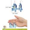 Bluey Earrings for Girls Official License, Large Acrylic Cutout Dangle Earrings with Blue Glitter Border, Bluey Jewelry