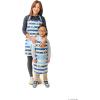 Handstand Kitchen Bluey and Bingo 100% Cotton Blue Stripe Print Patch Pocket Adult and Child Apron Set