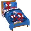 Jay Franco Bluey & Bingo 5 Piece Twin Size Bed Set – Includes Comforter & Sheet Set – Super Soft Kids Bedding Fade Resistant Microfiber (Official Bluey Product)(Blue – Spidey & Friends)
