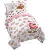 Jay Franco Bluey & Bingo 5 Piece Twin Size Bed Set – Includes Comforter & Sheet Set – Super Soft Kids Bedding Fade Resistant Microfiber (Official Bluey Product)(Pink – Strawberry Shortcake)