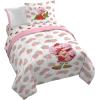 Jay Franco Bluey & Bingo 5 Piece Twin Size Bed Set – Includes Comforter & Sheet Set – Super Soft Kids Bedding Fade Resistant Microfiber (Official Bluey Product)(Pink – Strawberry Shortcake)