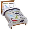 Jay Franco Bluey & Bingo 5 Piece Twin Size Bed Set – Includes Comforter & Sheet Set – Super Soft Kids Bedding Fade Resistant Microfiber (Official Bluey Product)(Gray – Dinosaur)