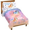 Jay Franco Bluey & Bingo Twin Comforter Set – 5 Piece Bed Set Includes Sheet Set & Pillow Covers – Super Soft Clouds & Stars Kids Bedding(Multi – Bluey)