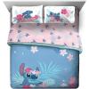 Jay Franco Bluey & Bingo Twin Comforter Set – 5 Piece Bed Set Includes Sheet Set & Pillow Covers – Super Soft Clouds & Stars Kids Bedding(Blue – Lilo & Stitch)
