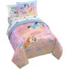 Jay Franco Bluey & Bingo Twin Comforter Set – 5 Piece Bed Set Includes Sheet Set & Pillow Covers – Super Soft Clouds & Stars Kids Bedding(Multi – Bluey)