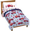 Jay Franco Bluey & Bingo Twin Comforter Set – 5 Piece Bed Set Includes Sheet Set & Pillow Covers – Super Soft Clouds & Stars Kids Bedding(Blue – Fire Truck)