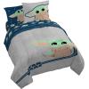 Jay Franco Bluey & Bingo Twin Comforter Set – 5 Piece Bed Set Includes Sheet Set & Pillow Covers – Super Soft Clouds & Stars Kids Bedding(Gray – Mandalorian)