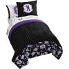 Jay Franco Bluey & Bingo Twin Comforter Set – 5 Piece Bed Set Includes Sheet Set & Pillow Covers – Super Soft Clouds & Stars Kids Bedding(Black – Wenesday)