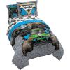 Jay Franco Kids Comforter Set Includes Sheets and Pillow Covers – Soft and Cozy Bed Set for Stylish Room Decor, Blue – Bluey & Bingo, 7 Piece Full(Gray – Monster Jam 01)