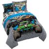 Jay Franco Kids Comforter Set Includes Sheets and Pillow Covers – Soft and Cozy Bed Set for Stylish Room Decor, Blue – Bluey & Bingo, 7 Piece Full(Gray – Monster Jam 01)