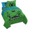 Jay Franco Kids Comforter Set Includes Sheets and Pillow Covers – Soft and Cozy Bed Set for Stylish Room Decor, Blue – Bluey & Bingo, 7 Piece Full(Green – Minecraft Creeper)