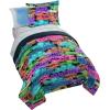 Jay Franco Kids Comforter Set Includes Sheets and Pillow Covers – Soft and Cozy Bed Set for Stylish Room Decor, Pink – Bluey 7 Piece Queen Size Bedding(Black – Cars)