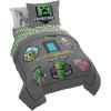 Jay Franco Kids Comforter Set Includes Sheets and Pillow Covers – Soft and Cozy Bed Set for Stylish Room Decor, Pink – Bluey 7 Piece Queen Size Bedding(Grey – Minecraft Movie)