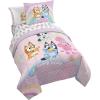 Jay Franco Kids Comforter Set Includes Sheets and Pillow Covers – Soft and Cozy Bed Set for Stylish Room Decor, Pink – Bluey 7 Piece Queen Size Bedding(Pink – Bluey)