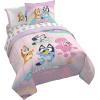 Jay Franco Kids Comforter Set Includes Sheets and Pillow Covers – Soft and Cozy Bed Set for Stylish Room Decor, Pink – Bluey 7 Piece Queen Size Bedding(Pink – Bluey)