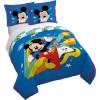 Jay Franco Kids Duvet Cover Set – 3 Piece Super Soft Bedding with Sham Pillowcase, Cover ONLY Comforter Not Included, Multi – Bluey, Queen(Blue – Mickey Mouse)