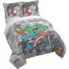 Jay Franco Kids Duvet Cover Set – 3 Piece Super Soft Bedding with Sham Pillowcase, Cover ONLY Comforter Not Included, Multi – Bluey, Queen(Grey – Marvel Comics)