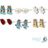 LUV HER Bluey Hypoallergenic Earrings for Girls Ages 4+ – Safe Stud & Fishhook Styles – Jewelry Gift for Sensitive Ears & Cartoon Lovers, 6 Pairs