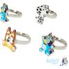 LUV HER Bluey Kids Jewelry: 4-Piece Adjustable Rings for Girls, Ring Sets with metal charm Fashion Girls Jewelry Ages 3+