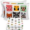 Sunny Side Up Bluey & Friends Full Sheet Set – 4 Piece Kids Bedding Set Includes Pillow Cover – Super Soft Microfiber Sheets(White – Minecraft)