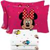 Sunny Side Up Bluey & Friends Full Sheet Set – 4 Piece Kids Bedding Set Includes Pillow Cover – Super Soft Microfiber Sheets(White – Minnie Mouse)