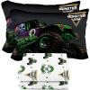 Sunny Side Up Bluey & Friends Full Sheet Set – 4 Piece Kids Bedding Set Includes Pillow Cover – Super Soft Microfiber Sheets(White – Monster Jam)