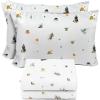 Sunny Side Up Bluey & Friends Full Sheet Set – 4 Piece Kids Bedding Set Includes Pillow Cover – Super Soft Microfiber Sheets(White – the Mandalorian)