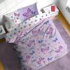 Sunny Side Up Bluey & Friends Toddler Comforter Set – 4 Piece Preschool Bedding Includes Comforter, Sheets & Pillow Cover – Super Soft Microfiber Bed Set(Purple – Butterfly)