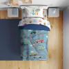 Sunny Side Up Bluey & Friends Toddler Comforter Set – 4 Piece Preschool Bedding Includes Comforter, Sheets & Pillow Cover – Super Soft Microfiber Bed Set(Blue – on the Go)