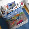 Sunny Side Up Bluey & Friends Toddler Comforter Set – 4 Piece Preschool Bedding Includes Comforter, Sheets & Pillow Cover – Super Soft Microfiber Bed Set(Multi – Construction Zone)