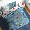Sunny Side Up Bluey & Friends Toddler Comforter Set – 4 Piece Preschool Bedding Includes Comforter, Sheets & Pillow Cover – Super Soft Microfiber Bed Set(Blue – on the Go)