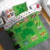Sunny Side Up Bluey & Friends Toddler Comforter Set – 4 Piece Preschool Bedding Includes Comforter, Sheets & Pillow Cover – Super Soft Microfiber Bed Set(Green – Minecraft)