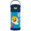 THERMOS FUNTAINER Water Bottle with Straw – 12 Ounce – Kids Stainless Steel Vacuum Insulated Water Bottle with Lid, Bluey(Baby Shark)