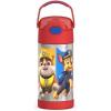 THERMOS FUNTAINER Water Bottle with Straw – 12 Ounce – Kids Stainless Steel Vacuum Insulated Water Bottle with Lid, Bluey(Paw Patrol Boy)