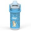 Zak Designs Beacon Insulated Bottle, Bluey – 14 oz – Durable Stainless Steel – Double-Wall Vacuum Insulation, Silicone Spout & Push-Button, Leak-Proof Lid – Dishwasher Safe