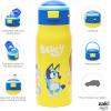 Zak Designs Bluey Double-Wall Vacuum Insulated, Stainless Steel Kids Mesa Water Bottle with Flip-Up Straw Spout and Locking Spout Cover, Durable Cup for Sports or School (13.5 oz, 18/8 SS)