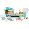 8th Wonder Wooden Bluey Toys Picnic Carrying Case, 30-Piece Picnic Basket Toy with Cutlery and Food Accessories, Outdoor Food Toys for Kids of Ages 3+(Tabletop Restaurant)