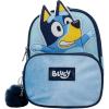 AI ACCESSORY INNOVATIONS Bluey 9” Micro Mini Backpack Purse Featuring a 3D Bluey Glitter Patch with Pom Pom Dangle, Blue(Bluey)